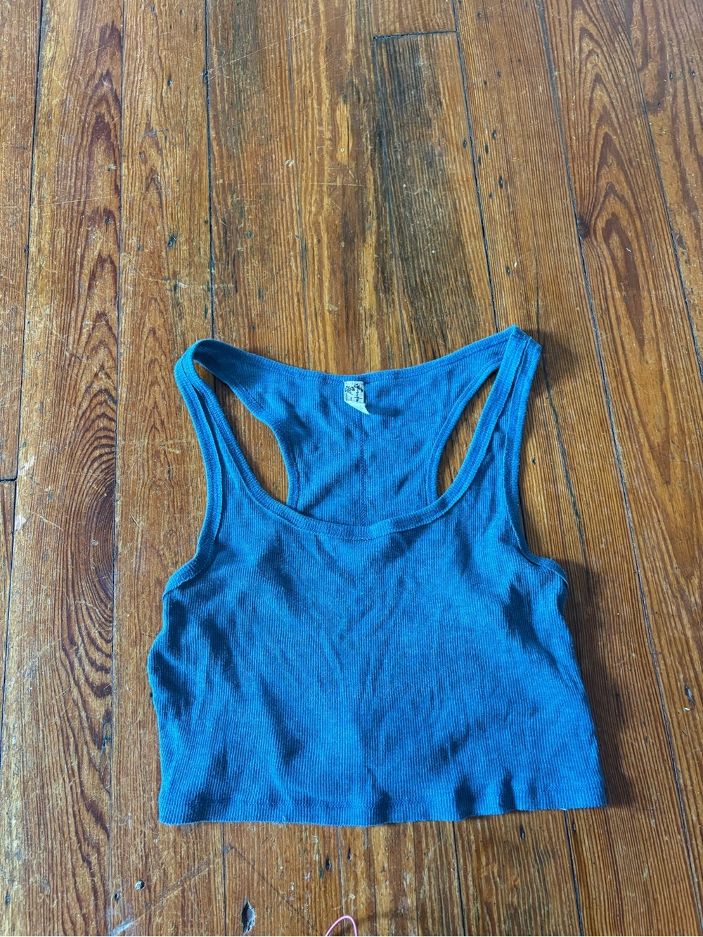 Free People Teal Ribbed Racerback Crop Tank